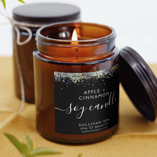 Parties scintillant holographique noire Étiquette  (Créateur téléchargé)