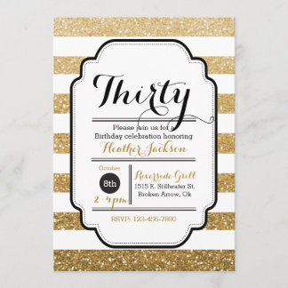 Parties scintillant Invitation d'anniversaire, 30e