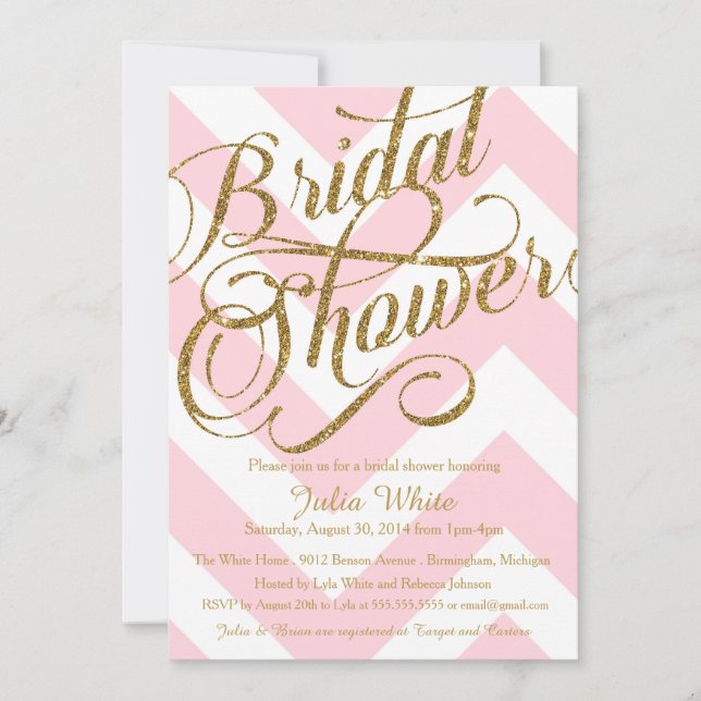 Parties scintillant Invitation de douche nuptiale, (Devant)