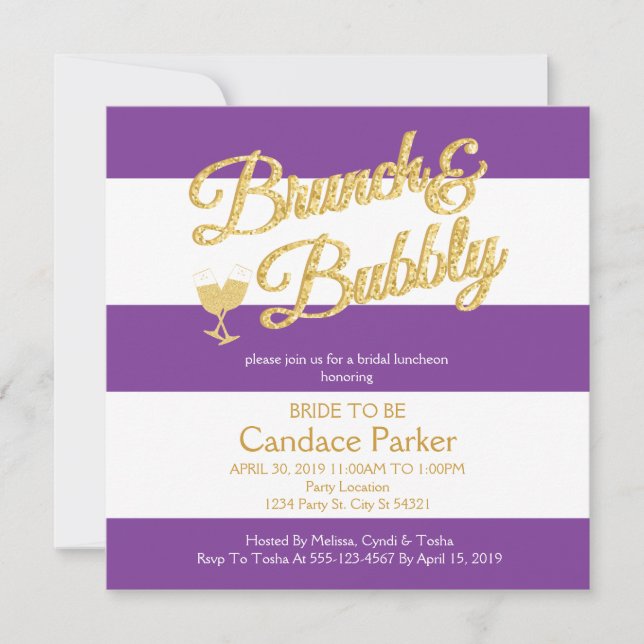 Parties scintillant, Invitations de douche nuptial (Devant)