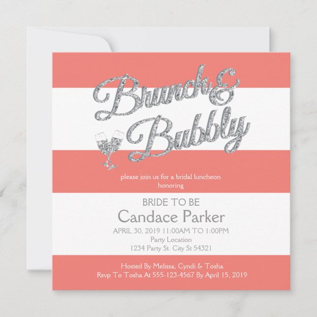 Parties scintillant, Invitations de douche nuptial (Devant)