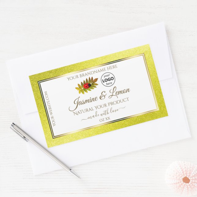 Parties scintillant jaune Blanc Étiquettes de prod (Enveloppe)