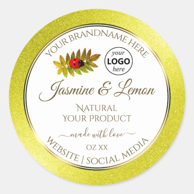 Parties scintillant jaune Blanc Étiquettes de prod (Devant)