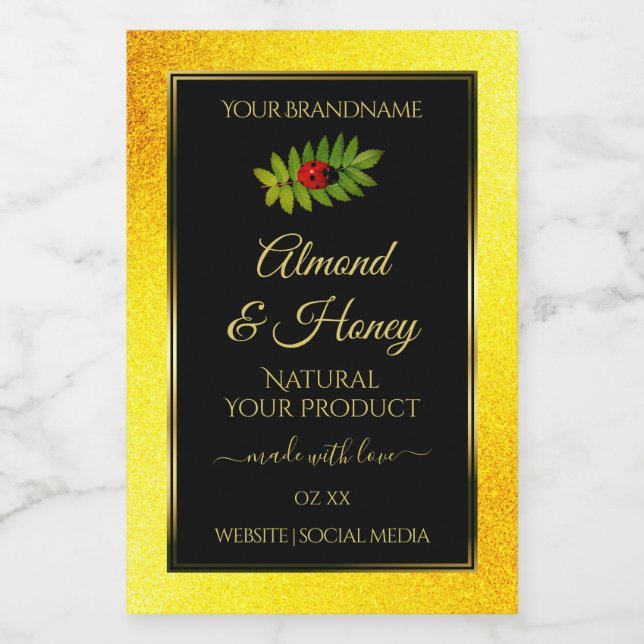 Parties scintillant jaune Noir Étiquettes de produ (Étiquettes simples)