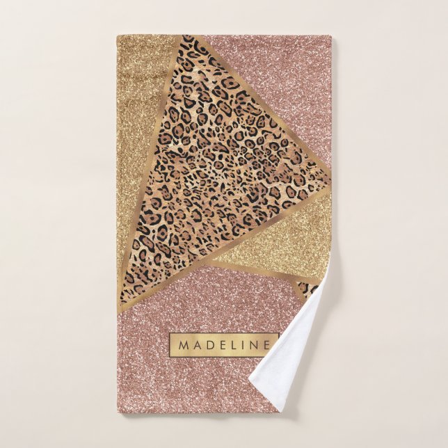 Parties scintillant Leopard de Motif  rouge Rose g (Serviette à main)