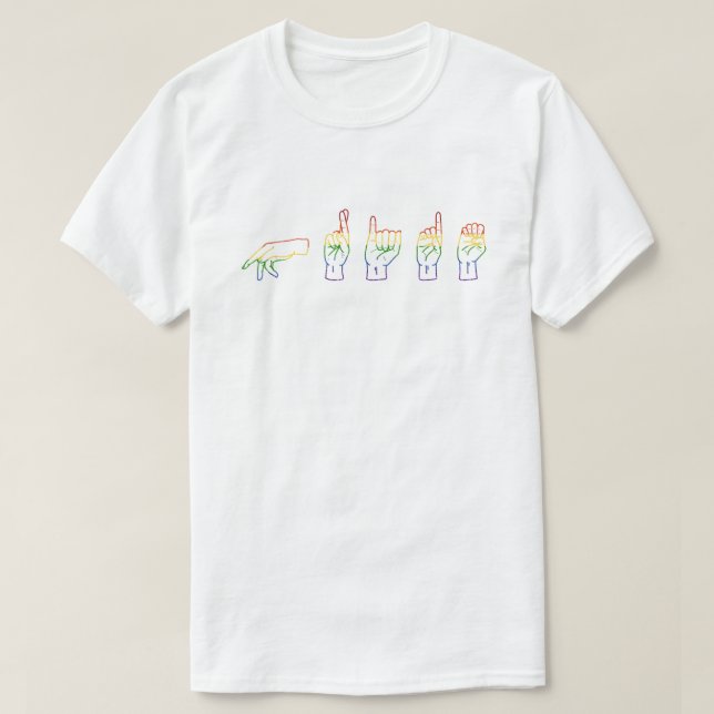 PARTIES SCINTILLANT LGBT Rainbow ASL Pride T-shirt (Design devant)