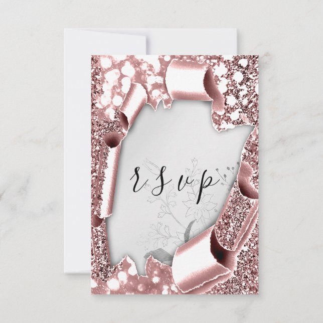 Parties scintillant Mariage RSVP Florals Rose arge (Dos)