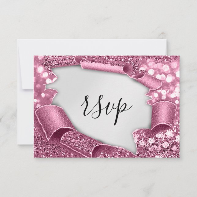 Parties scintillant Mariage RSVP Rose gris nuptial (Dos)