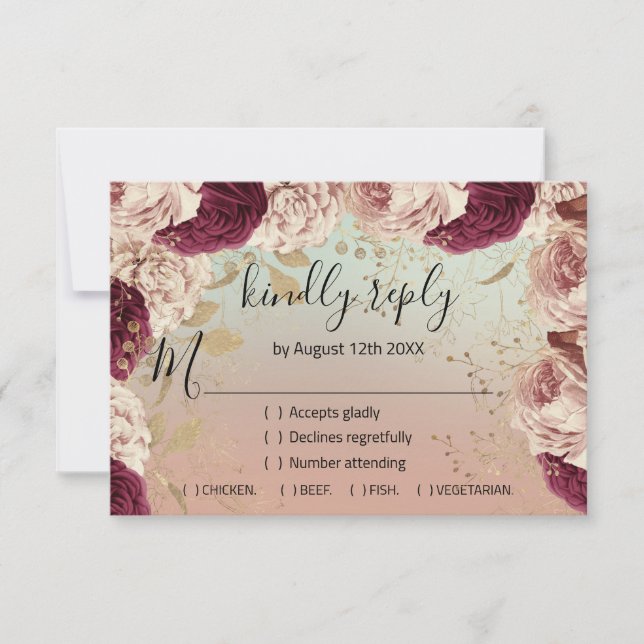 Parties scintillant Mariage RSVP Rose nuptiale Gol (Devant)