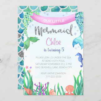 Parties scintillant Mermaid Invitation de fête d'a