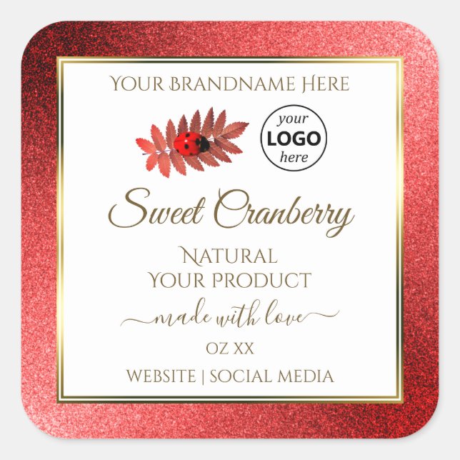 Parties scintillant métallique rouge Étiquettes de (Devant)