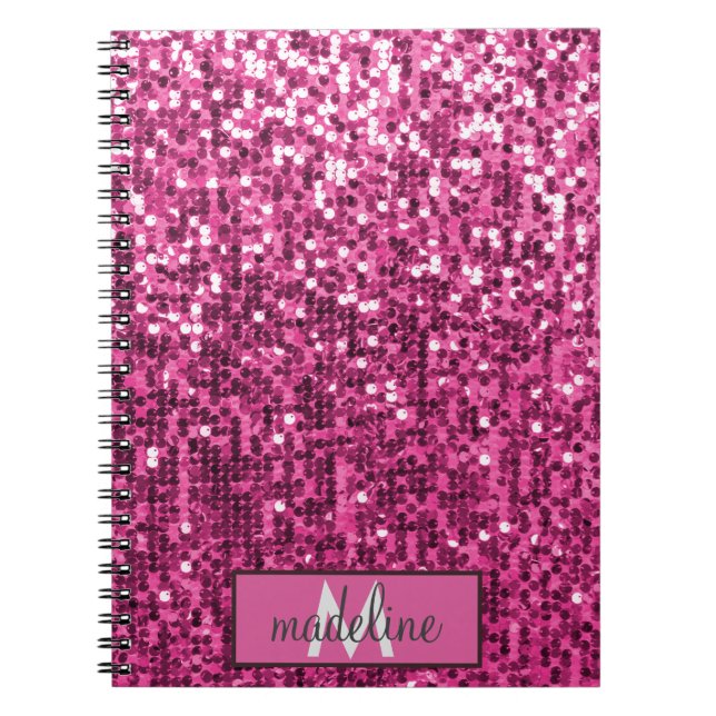 Parties scintillant monogramme PINK Sequin Carnet  (Devant)