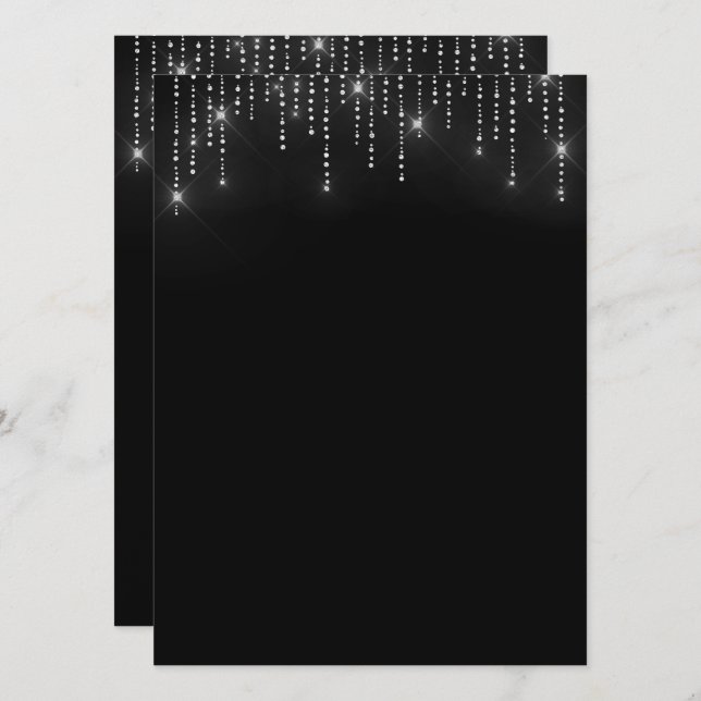 Parties scintillant motif blanc Invitation (Devant / Derrière)