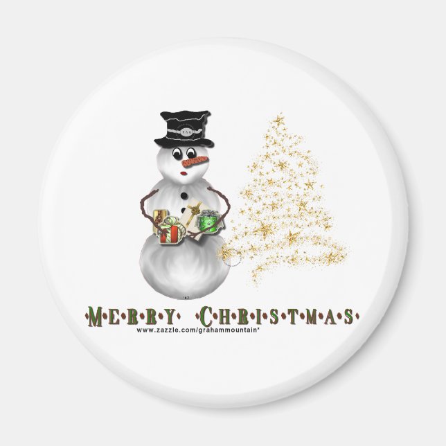 Parties scintillant N Or Snowman Magnet (Devant)