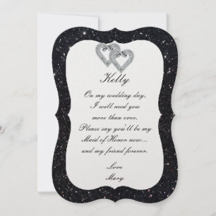 Parties scintillant Noire Coeurs Diamants Carte D'