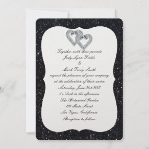 Parties scintillant noire Faire-part de mariage Co