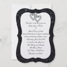 Parties scintillant noire Faire-part de mariage Co