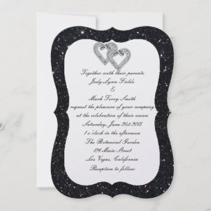 Parties scintillant noire Faire-part de mariage Co