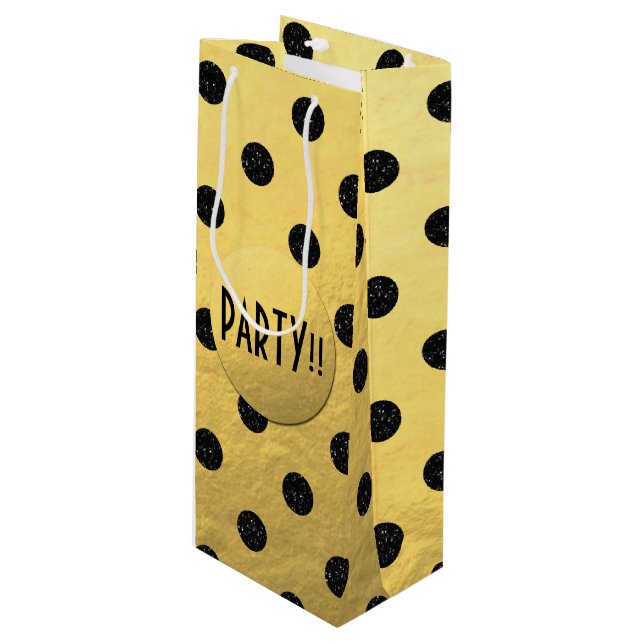 Parties scintillant Noire points Nouvel An Vin Sac (Devant Angle)