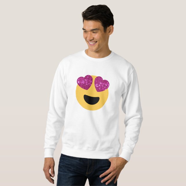 parties scintillant oeil coeur émoji sweatshirt  (Devant entier)