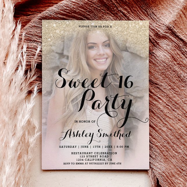 parties scintillant or clair élégant budget photo  (light gold glitter elegant photo budget Sweet 16)