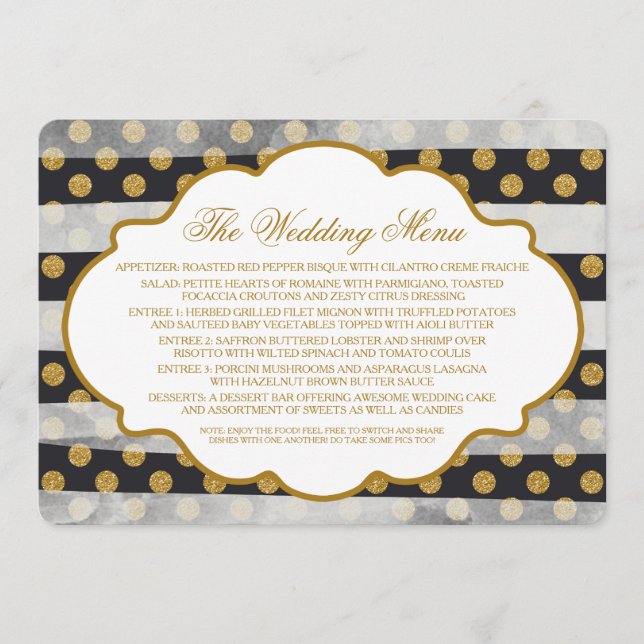 Parties scintillant or - Menu Mariage Glamor (Devant)