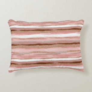 Parties scintillant or rayé  rose Accent Coussin