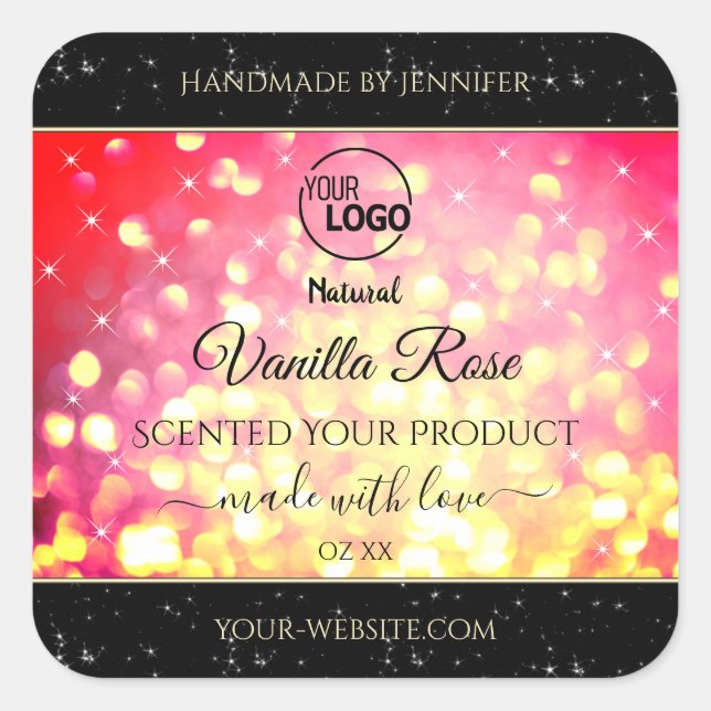 Parties scintillant or rose Ajouter logo Étiquette (Devant)