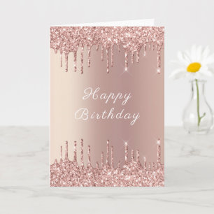Parties scintillant or rose  Anniversaire Carte Éc