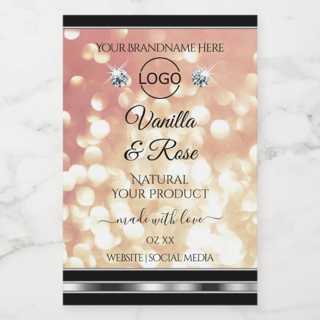 Parties scintillant or Rose de luxe  Étiquette Bij (Étiquettes simples)