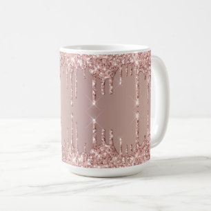Parties scintillant or rose étincelle de café Mug