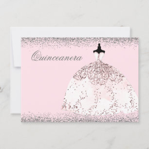 Parties scintillant or rose Quinceanera Invitation