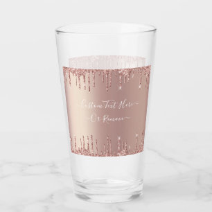 Parties scintillant or rose Verre texte personnali