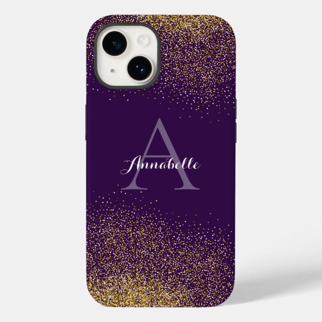 Parties scintillant or violet coque iphone de mono (Verso)