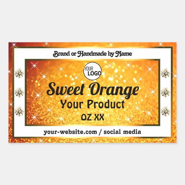 Parties scintillant orange de luxe Logo Étiquette  (Devant)
