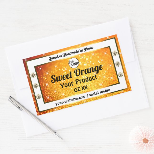 Parties scintillant orange de luxe Logo Étiquette  (Enveloppe)