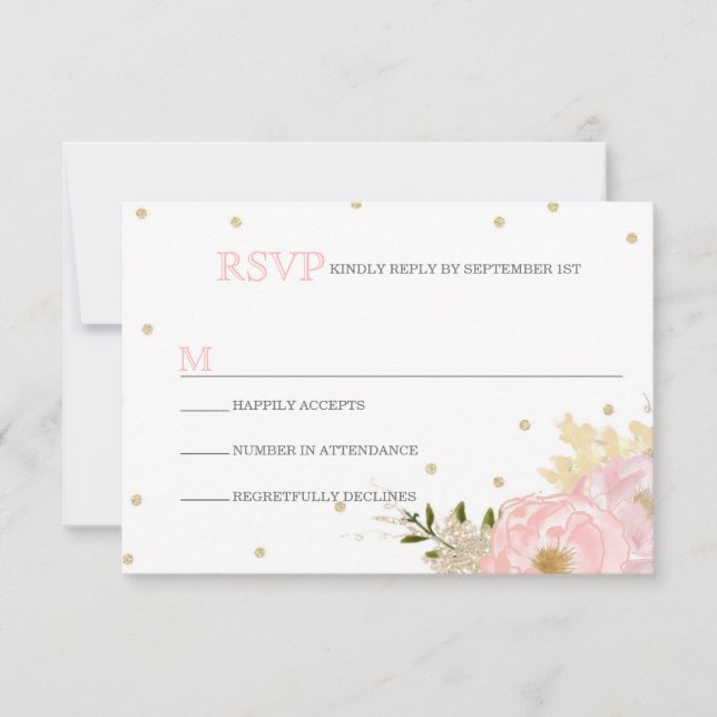 Parties scintillant Peony Wedding Cartes RSVP (Devant)