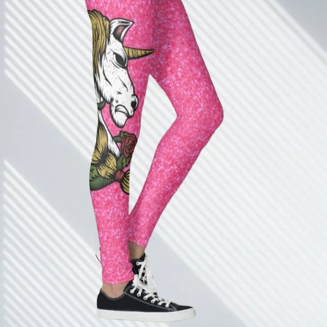 Parties scintillant Pink Unicorn Leggings (Discover the magic of comfort and style with Brett's Design unicorn leggings. )