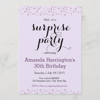 Parties scintillant pourpre Surprise Invitations d