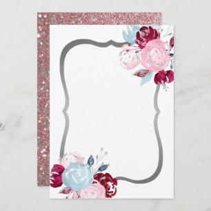 Parties scintillant Purple Floral Blank Invitation