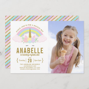 Parties scintillant Rainbow Invitation d'anniversa