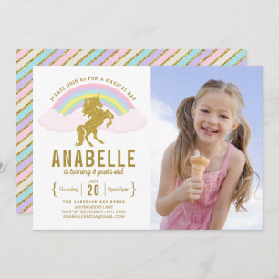 Parties scintillant Rainbow Invitation d'anniversa