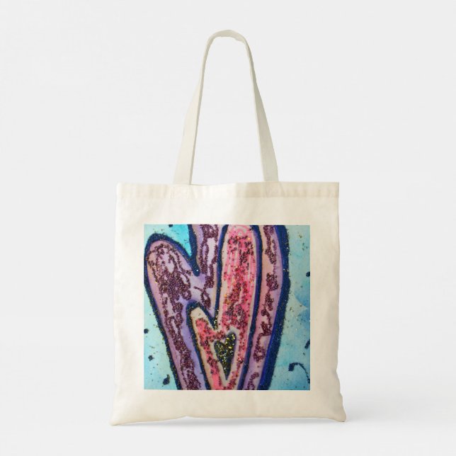 Parties scintillant rose Bleu Coeurs Art Sacs four (Dos)