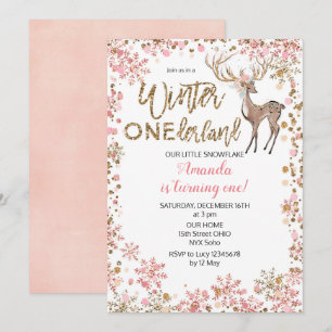 Parties scintillant rose cerf Invitation d'anniver