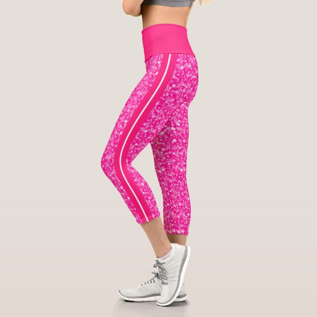 Parties scintillant rose chaud Capri Leggings (Gauche)