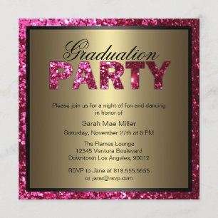Parties scintillant rose chaud Invitation de la fê