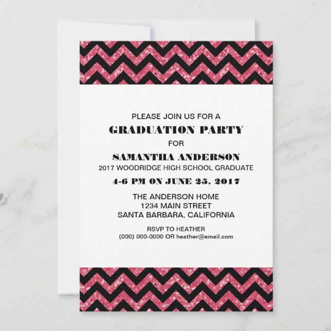 Parties scintillant rose Chevron Invitation de la  (Devant)