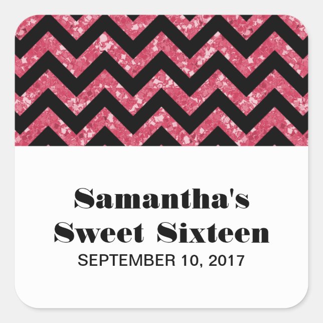 Parties scintillant rose Chevron Sweet 16 Stickers (Devant)