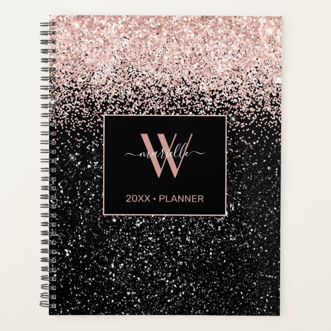 Parties scintillant rose chic Nom du monogramme 20 (Devant)