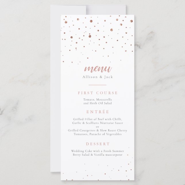 Parties scintillant rose Classic Mariage Menu (Devant)